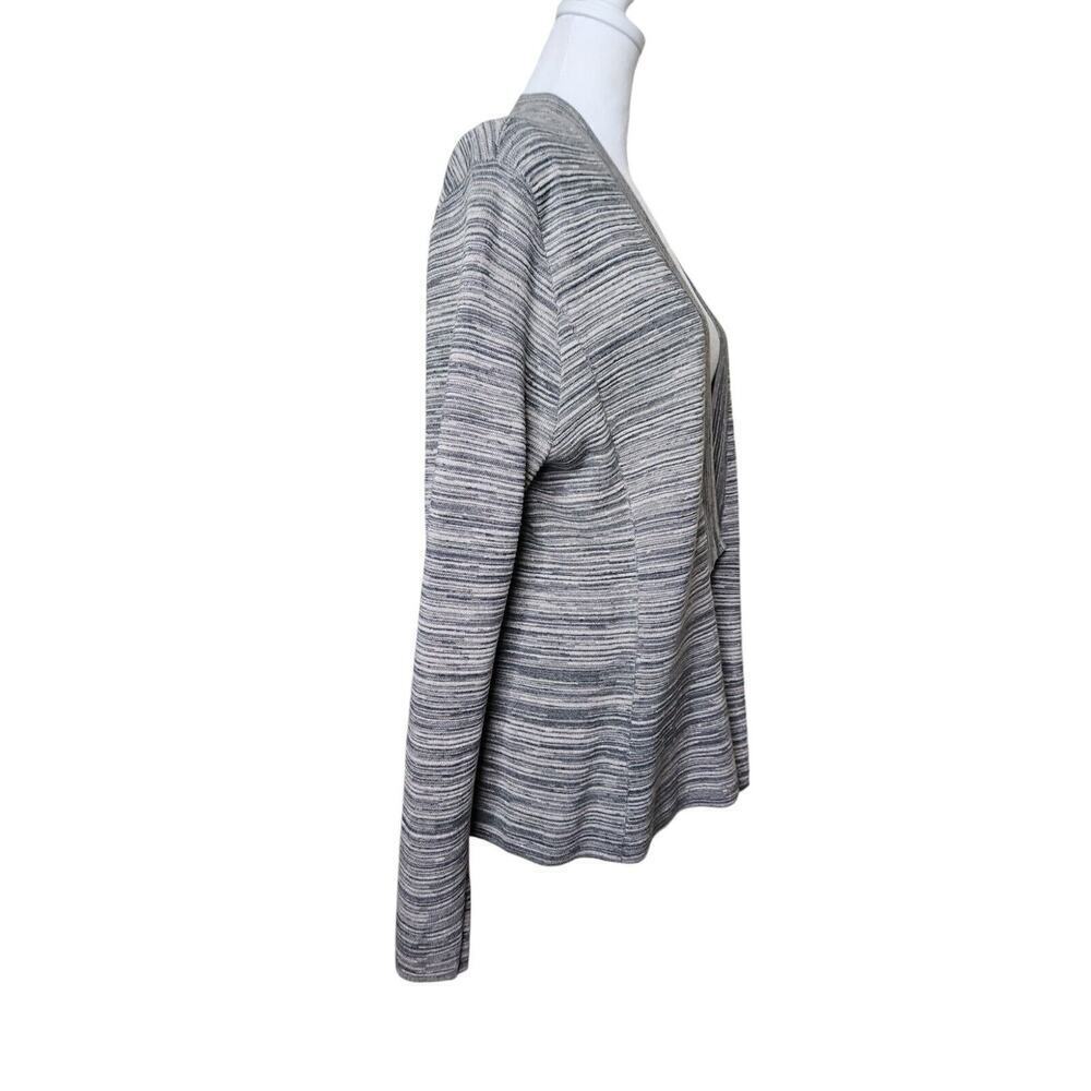 Eileen Fisher Tencel Organic Cotton Notch Cardigan Heather Gray Maple Oat Sz L - Picture 4 of 7